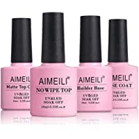 Los mejores  - AIMEILI Base y Top Coat Semipermanente con Top Coat Mate y Builder Gel Base Nail Extensión Esmaltes Semipermanentes de…